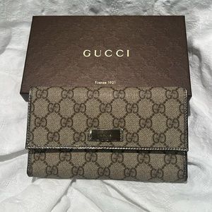 Gucci GG Monogram Coated Canvas & Metallic Leather Continental Flap Wallet